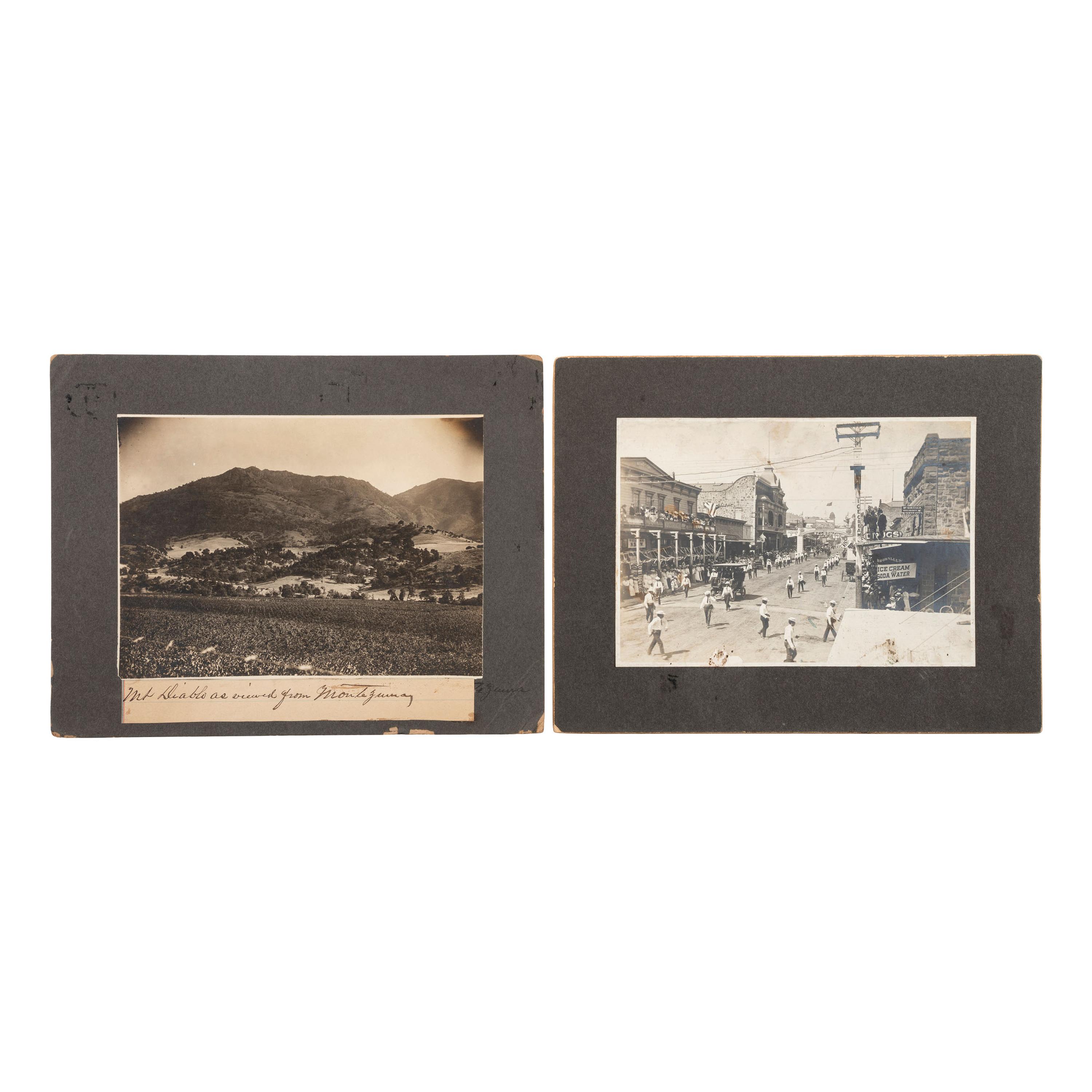 [CALIFORNIA]. A group of stereoviews and photographs of the San Francisco area, including depictions of earthquake and fire aftermath, comprising: