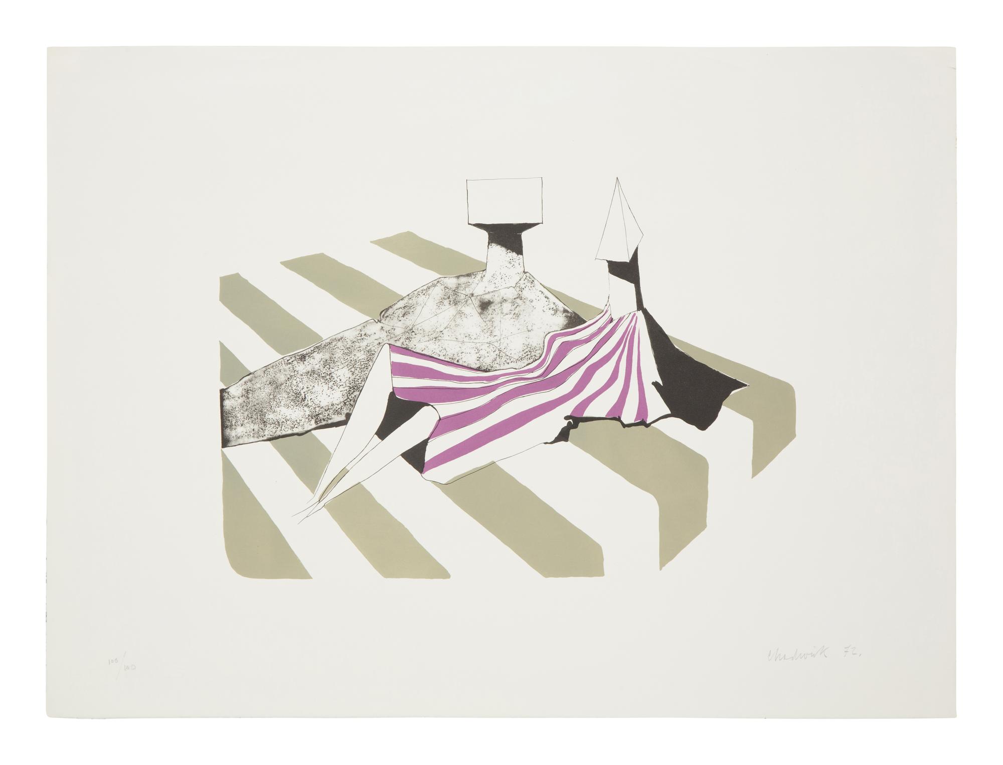 Two Seated Figures on Green Stripes , 1972