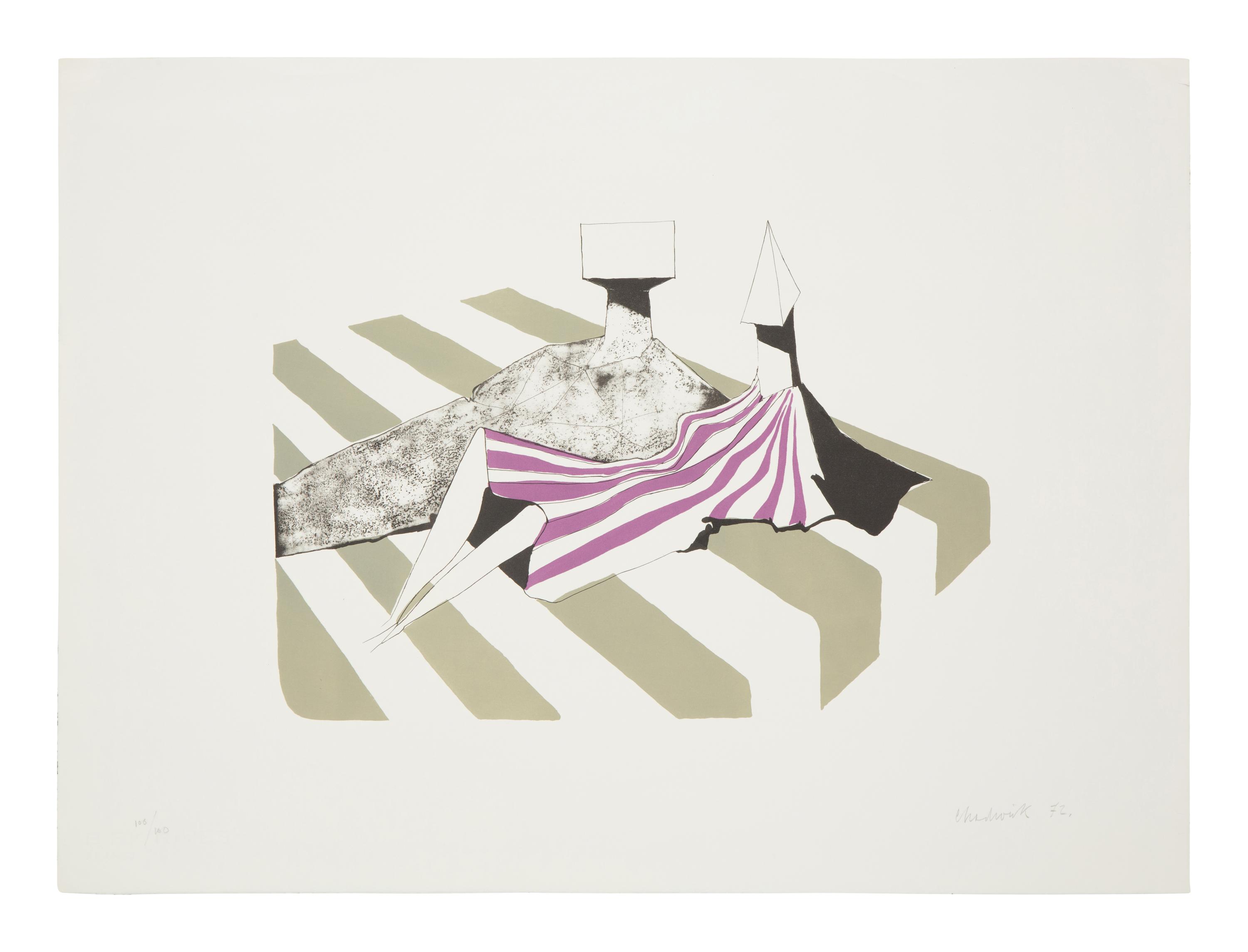 Two Seated Figures on Green Stripes , 1972