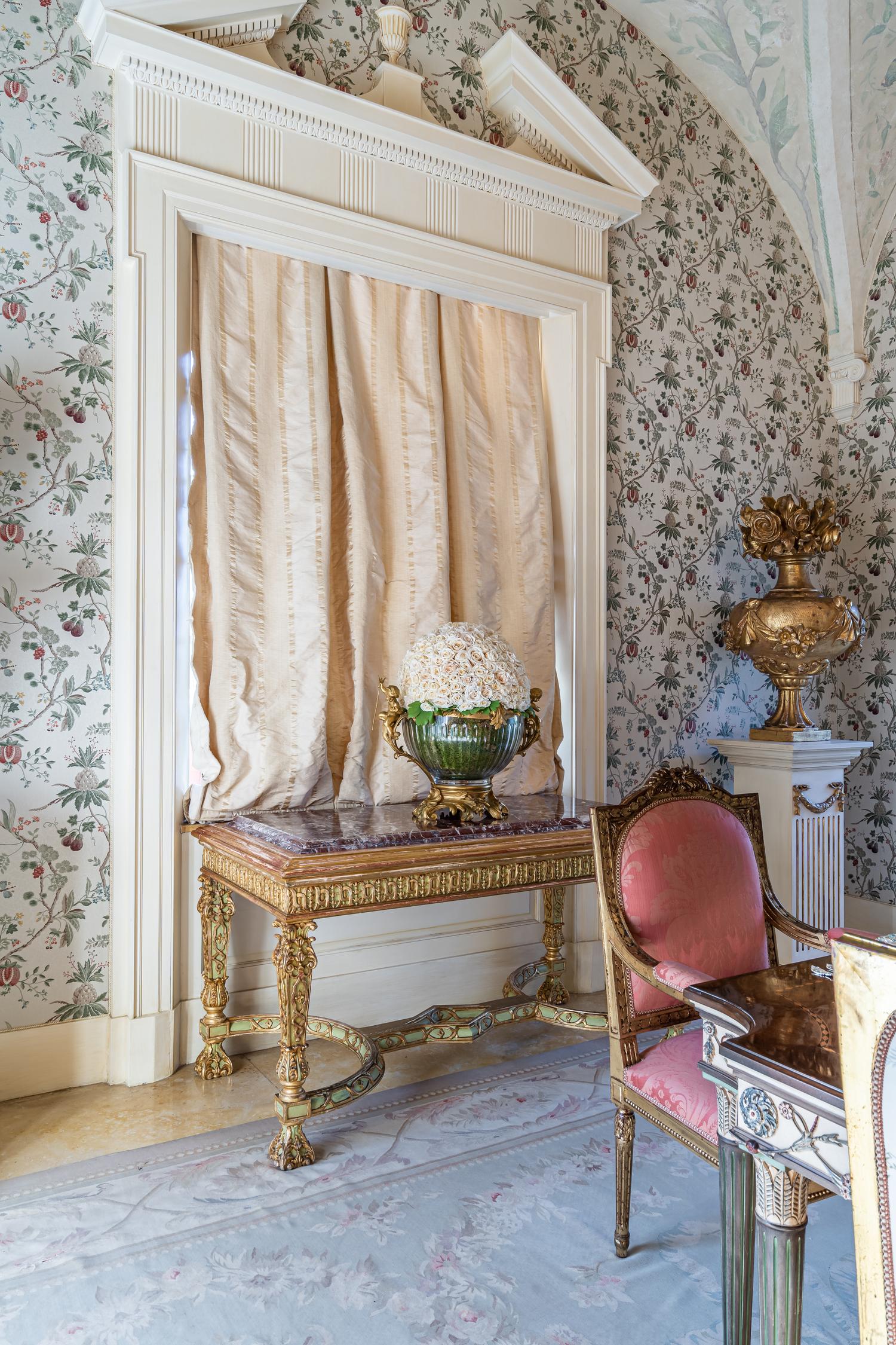 An Italian Painted and Parcel Gilt Marble Top Center Table — 19th/20th Century