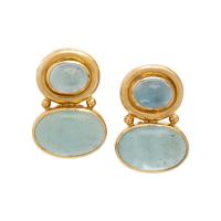 Elizabeth Locke, Venetian Glass, Aquamarine, and Yellow Gold Earrings