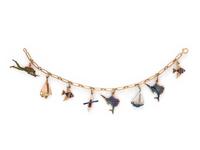 YELLOW GOLD AND ENAMEL CHARM BRACELET