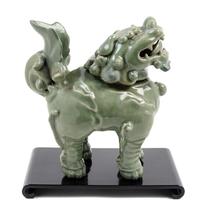 A Celadon Glazed Porcelain Pixiu- Form Incense Burner Height 12 inches.