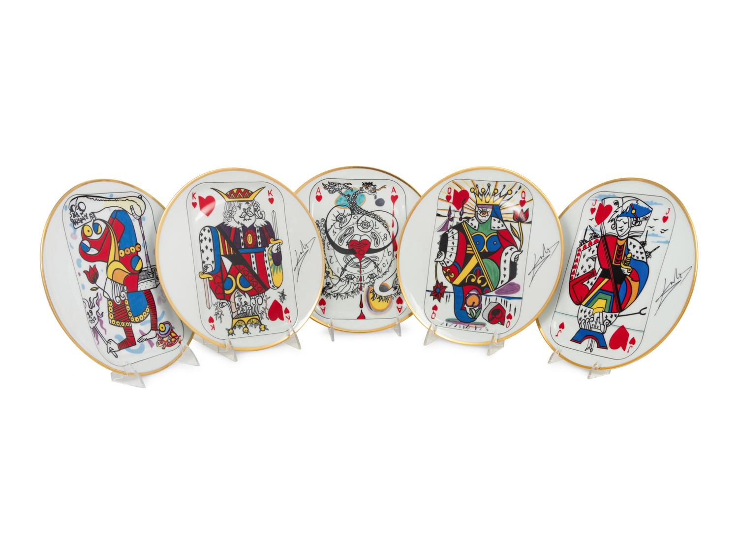 A Set of Five Limoges Porcelain "Puiforcat" Plates After Salvador Dali