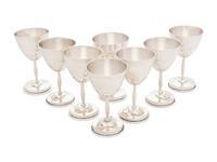 A Set of Eight Mexican Silver Cordial Stems