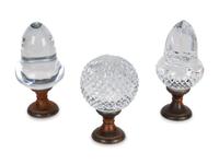 Three Molded Glass and Bronze Boules d'Escalier — 20TH CENTURY