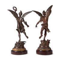 A Pair of French Cast Metal Figures Representing La Paix and La Gloire, after Rousseau