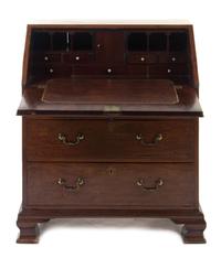 A George III Mahogany Slant Front Bureau, LATE 18TH CENTURY, Height 37 3/4 x width 32 1/2 x depth 18 1/4 inches. — LATE 18TH CENTURY,