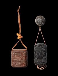 Two Japanese Carved Lacquer Inros