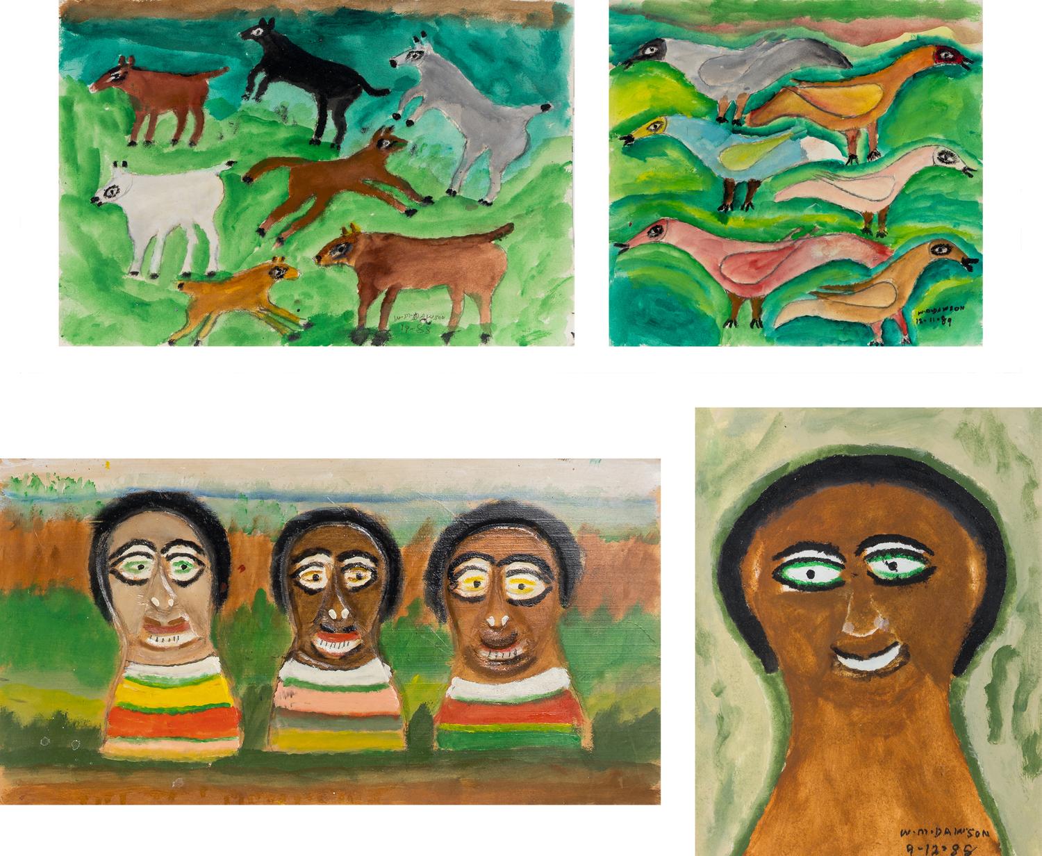 Untitled (Horses) , 1988, Untitled (Birds) , 1989, Untitled (Heads) , 1989 and Untitled (Portrait) , 1988 (four works)