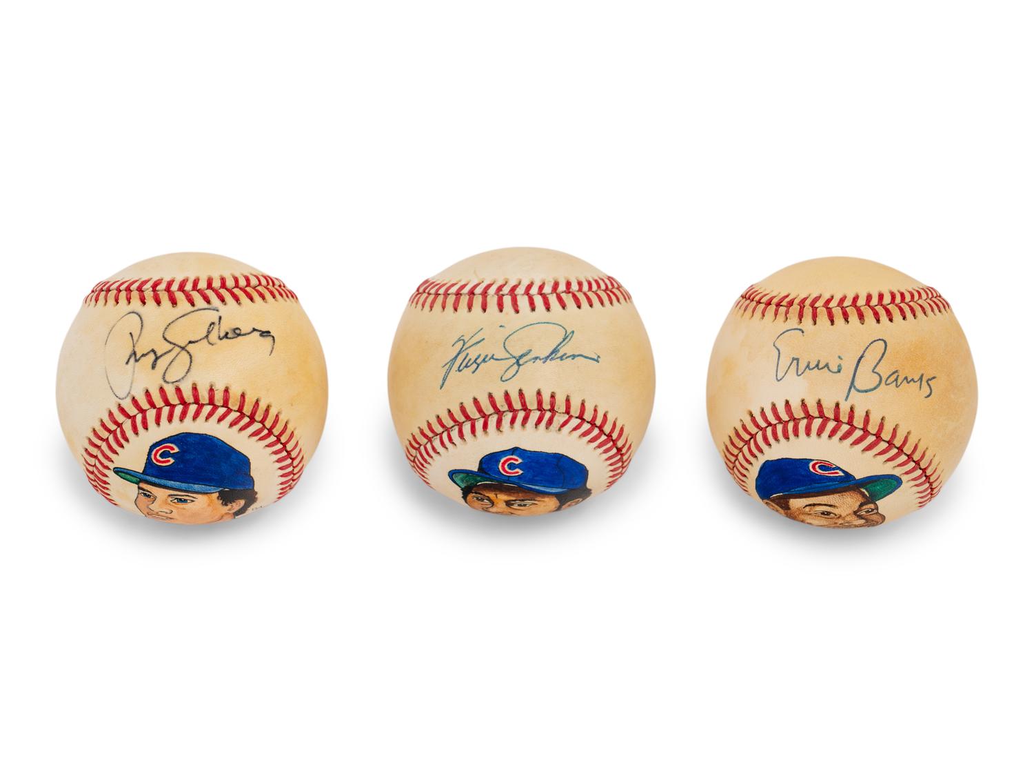 A Collection of Chicago Cubs Signed Autograph Hall of Fame Portrait Baseballs (Beckett Authentication Services)