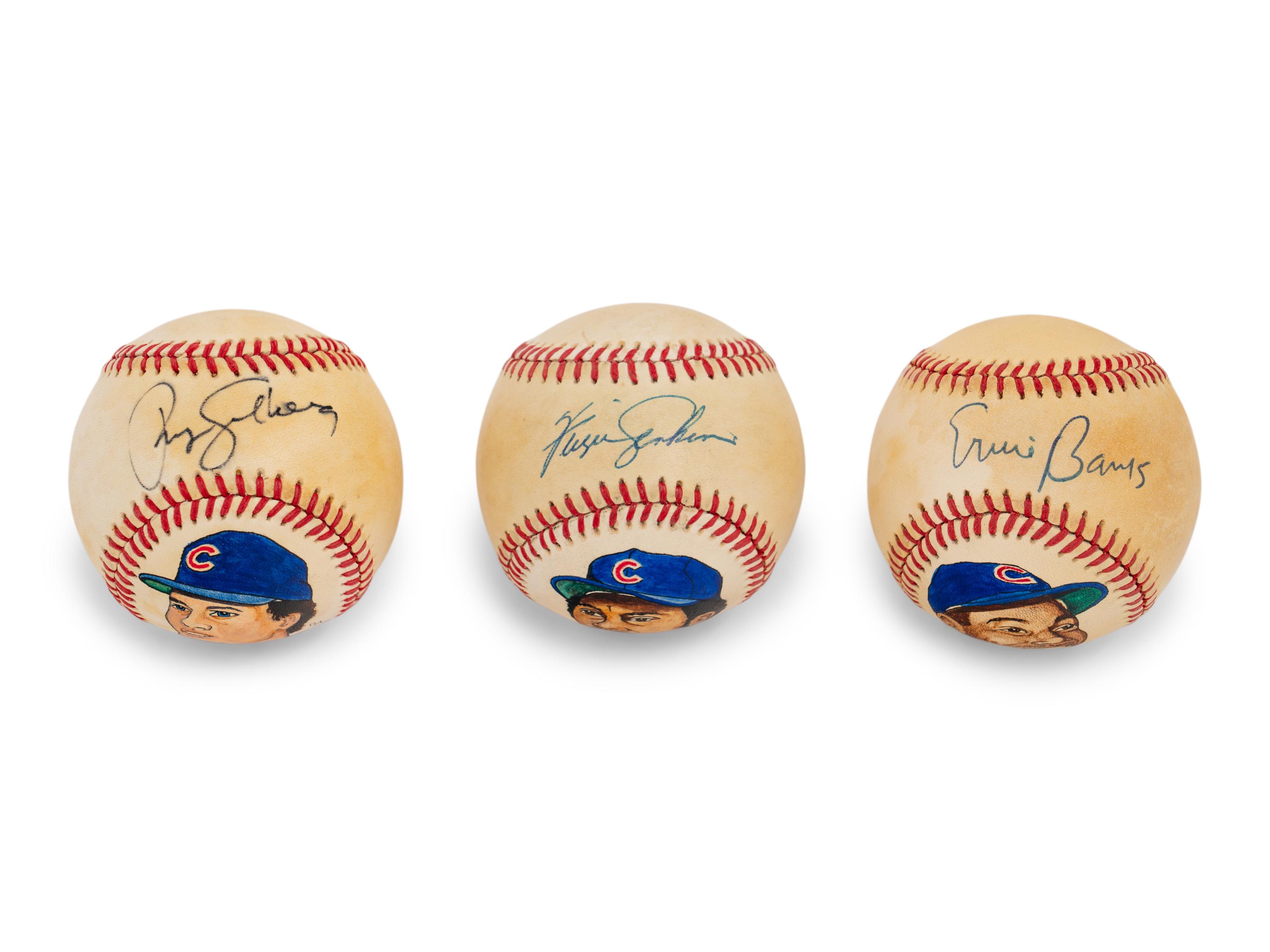 A Collection of Chicago Cubs Signed Autograph Hall of Fame Portrait Baseballs (Beckett Authentication Services)