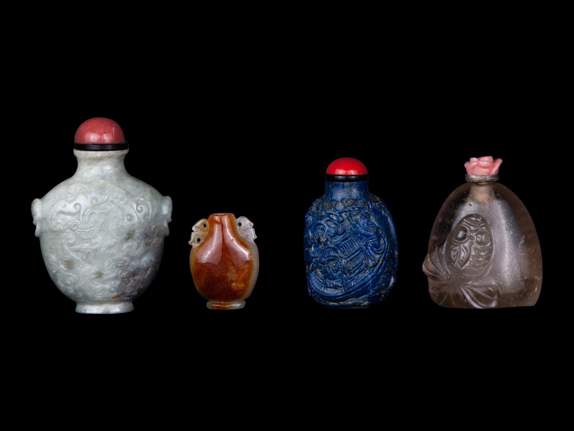 Four Chinese Hardstone Snuff Bottles