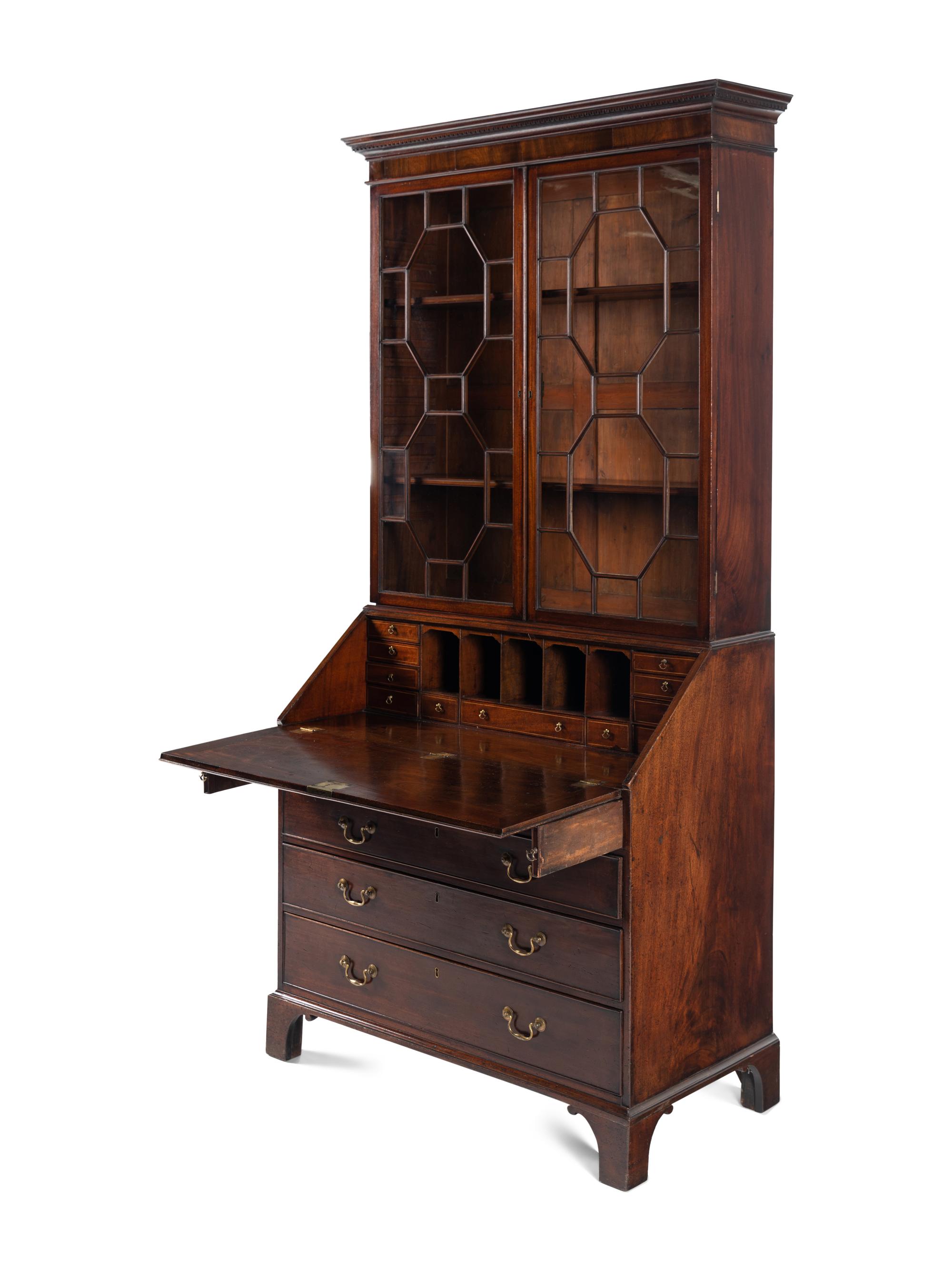 A George III Mahogany Bureau Bookcase