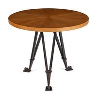 An Oak and Cast Iron Center Table