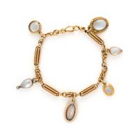 ANTIQUE, ROSE GOLD AND MOONSTONE CHARM BRACELET