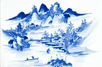 A Set of Four Blue and White Porcelain Inset Hanging Panels