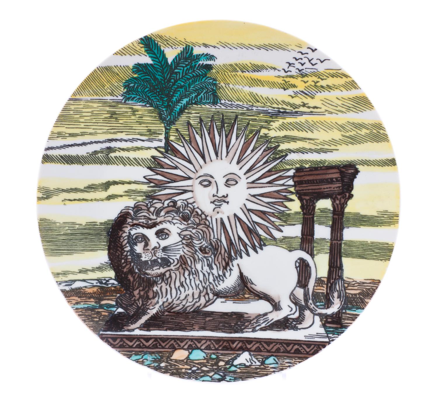A Fornasetti-Milano Porcelain Plate, Diameter 10 1/8 inches.