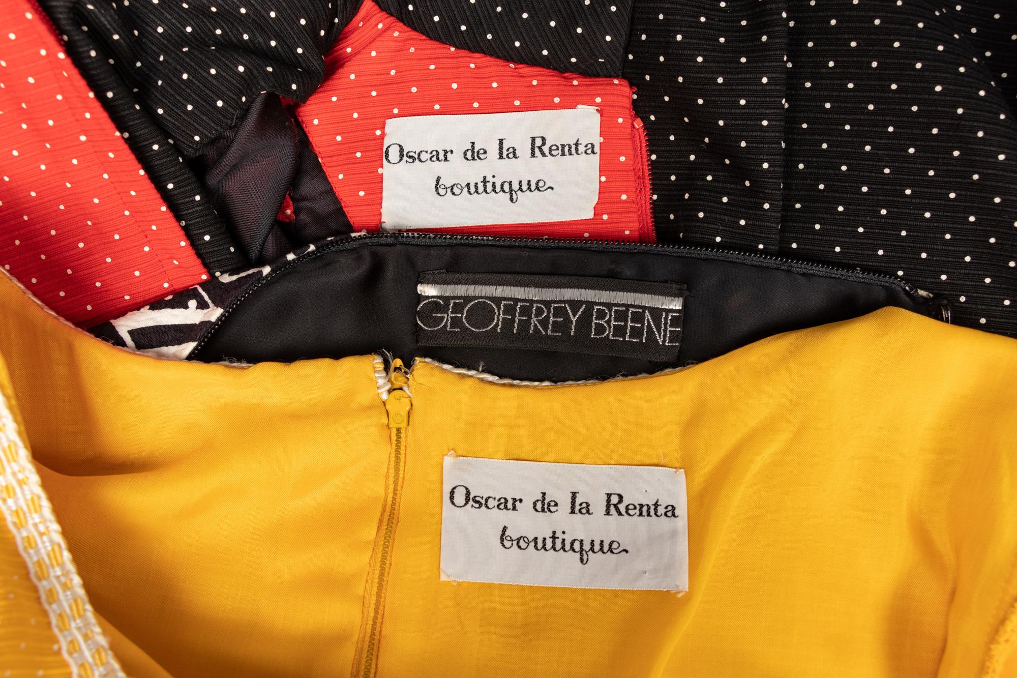 Three Dresses by Oscar de la Renta and Geoffrey Beene, 1960-70s