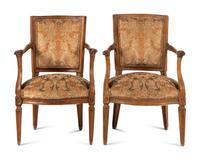 A Pair of Italian Fruitwood Armchairs