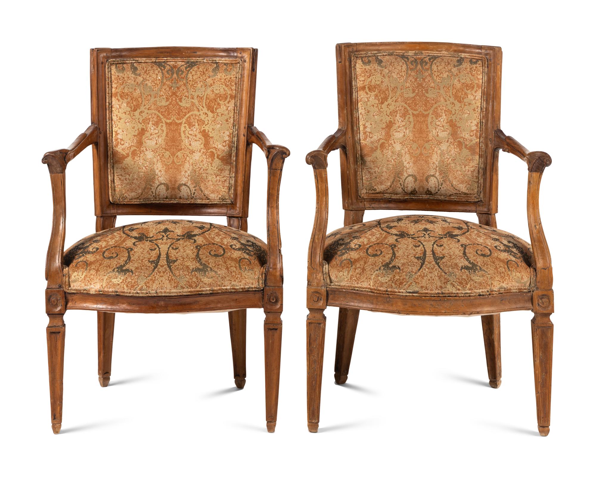 A Pair of Italian Fruitwood Armchairs