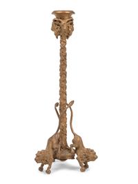 A Pair of Continental Gilt Metal Candlesticks
