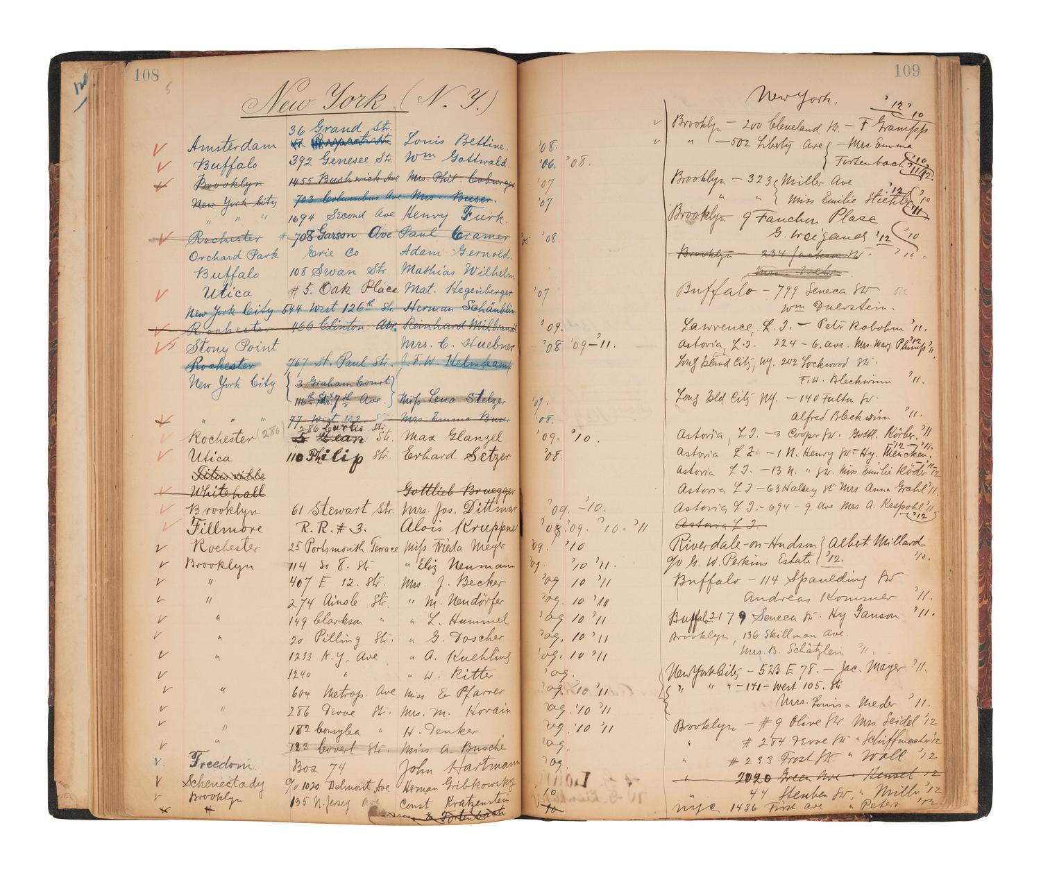 [IMMIGRATION] -- [NEW YORK]. Einwanderers Freund, a register associated with the "Harbor Mission" of the Reformed Church in the United States and its outreach to German immigrants at Ellis Island, ca 1905-1912.