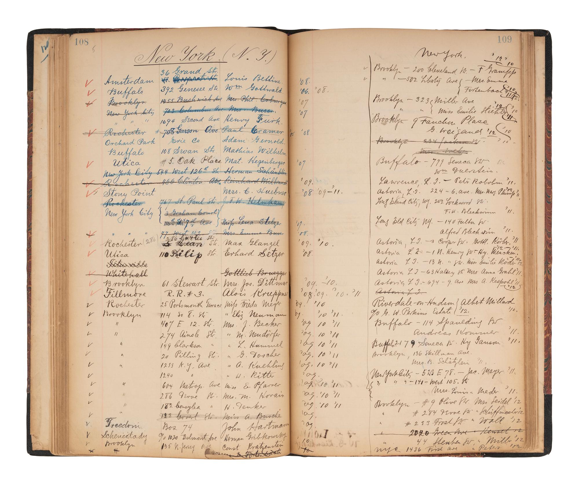 [IMMIGRATION] -- [NEW YORK]. Einwanderers Freund, a register associated with the "Harbor Mission" of the Reformed Church in the United States and its outreach to German immigrants at Ellis Island, ca 1905-1912.
