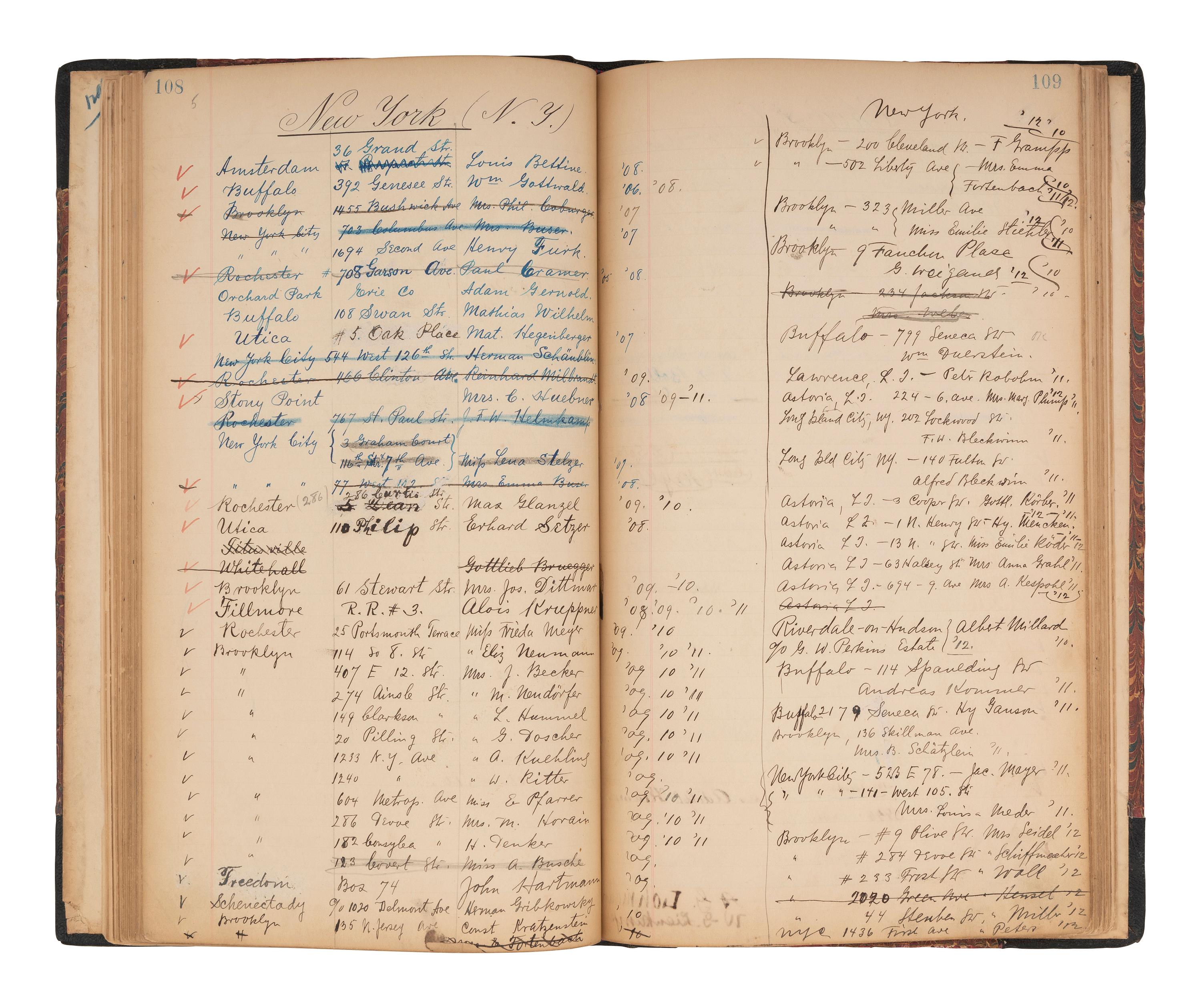 [IMMIGRATION] -- [NEW YORK]. Einwanderers Freund, a register associated with the "Harbor Mission" of the Reformed Church in the United States and its outreach to German immigrants at Ellis Island, ca 1905-1912.
