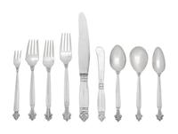 A Georg Jensen Acanthus Silver Flatware Service