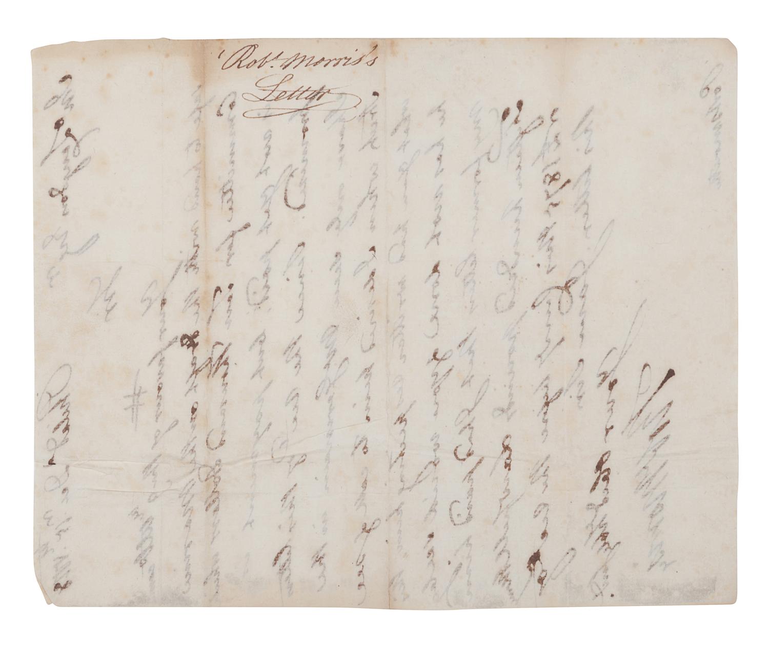 MORRIS, Robert (1734-1806). Autograph letter signed (“Rob’t Morris”), to John Langdon. Philadelphia, 15 December 1778.