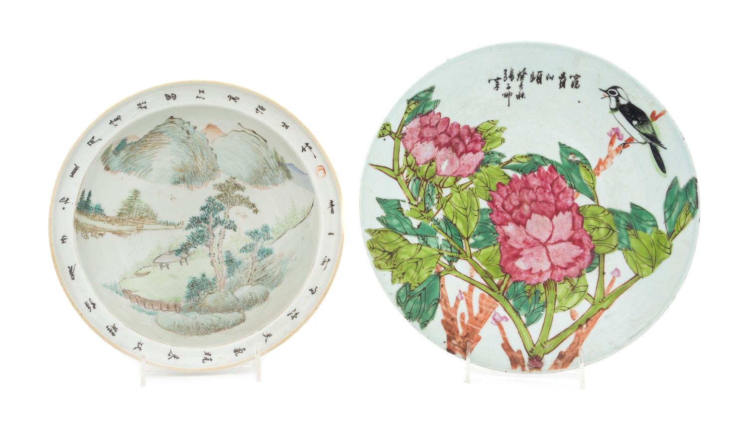 Two Porcelain Articles Diameter of larger 11 3/4 inches. — 19TH CENTURY
