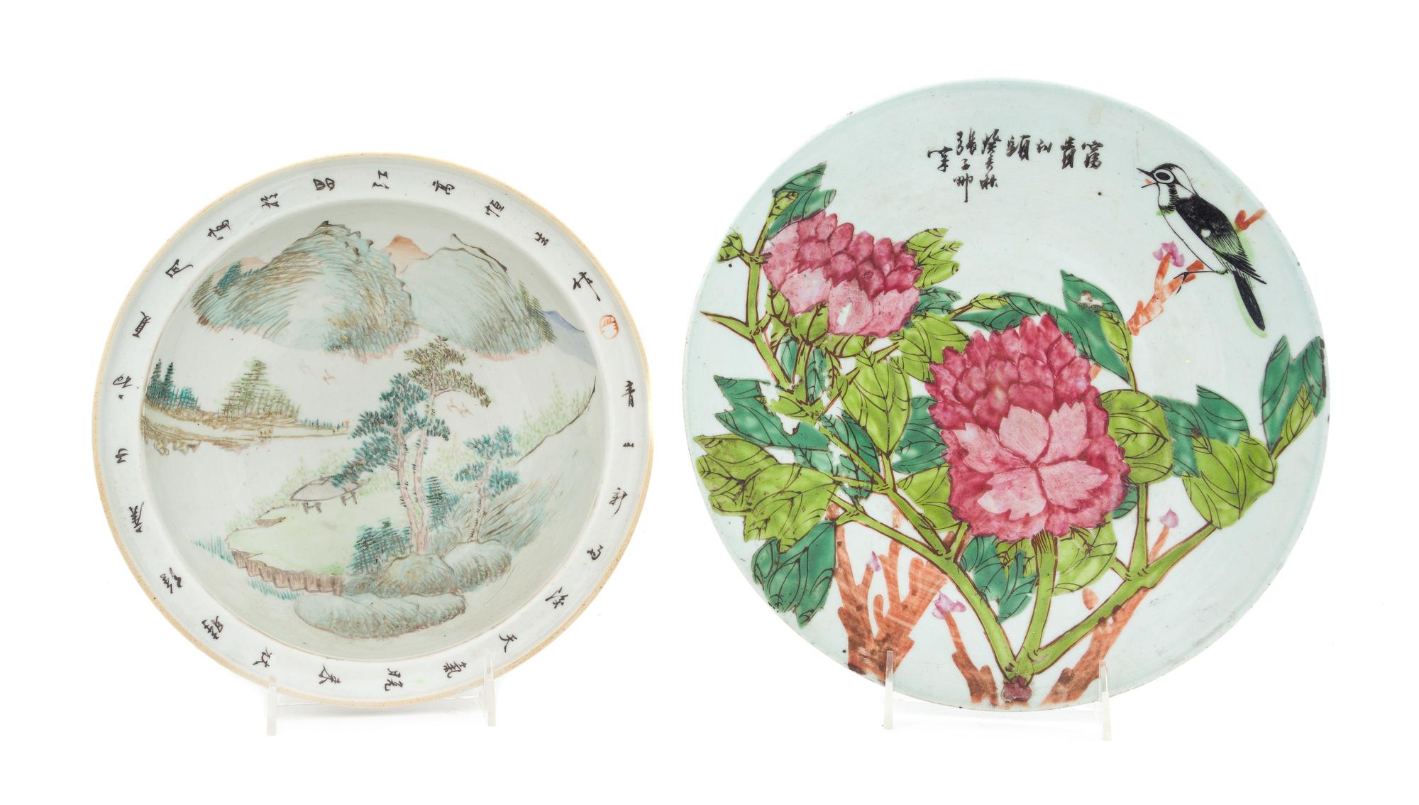 Two Porcelain Articles Diameter of larger 11 3/4 inches. — 19TH CENTURY