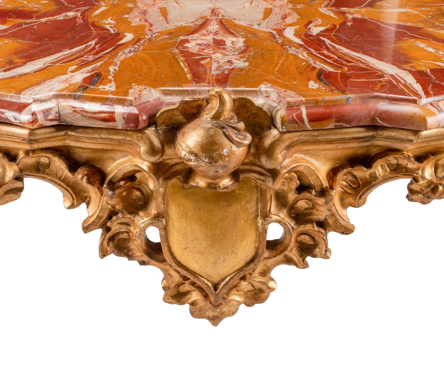 A South Italian Giltwood Marble-Top Console Table