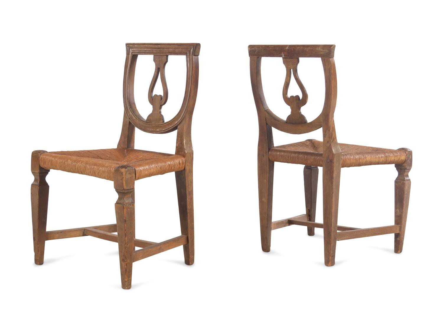 A Pair of Italian Rush-Seat Child's Chairs
