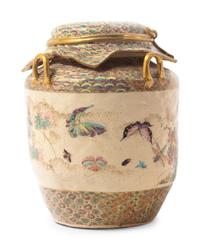 A Satsuma Porcelain Imitating Furoshiki Vase and Cover