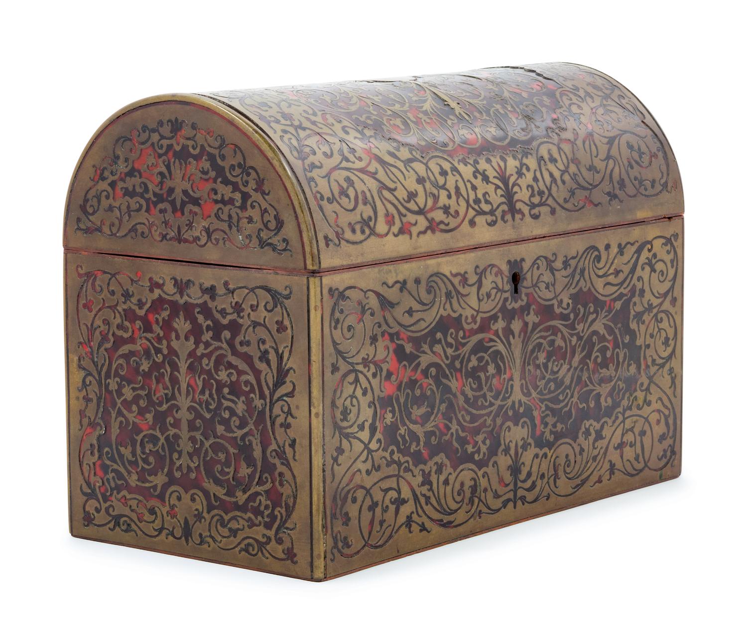A Boulle Marquetry Dome Top Letter Box
