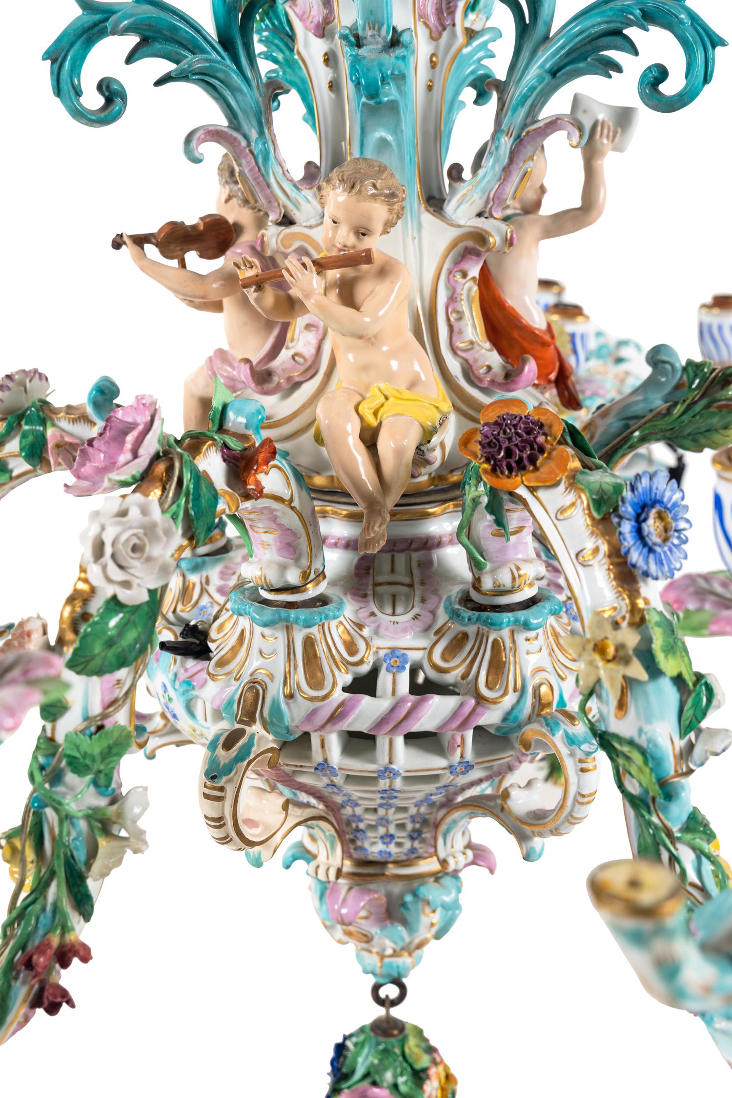 A Meissen Porcelain Twenty-Four Light Chandelier