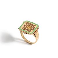 YELLOW GOLD AND ENAMEL SIGNET RING