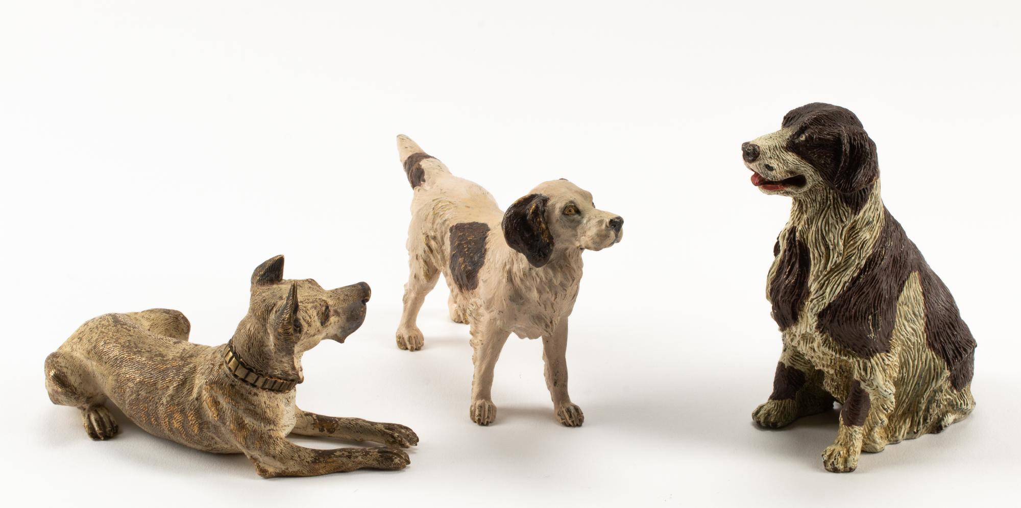 Three Austrian Cold Painted Bronze Models of Dogs