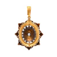 VICTORIAN, CORAL, DIAMOND, SEED PEARL, AND YELLOW GOLD PENDANT