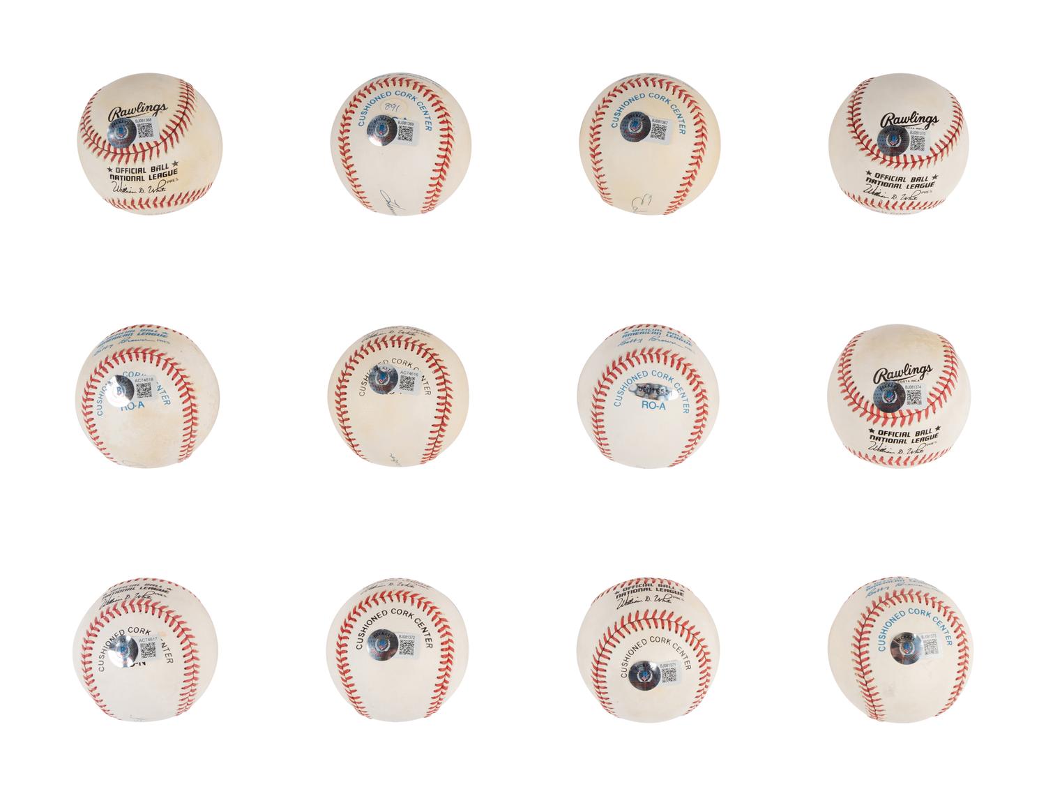 A Group of 12 500 Home Run Club Single Signed Autograph Baseballs (Beckett Authentication Services Certified),