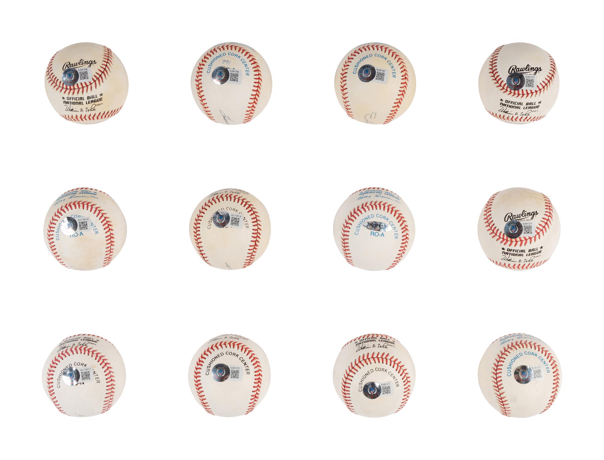 A Group of 12 500 Home Run Club Single Signed Autograph Baseballs (Beckett Authentication Services Certified),