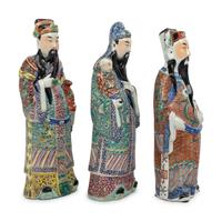 Three Chinese Famille Rose Porcelain Figures of Daoist Immortals