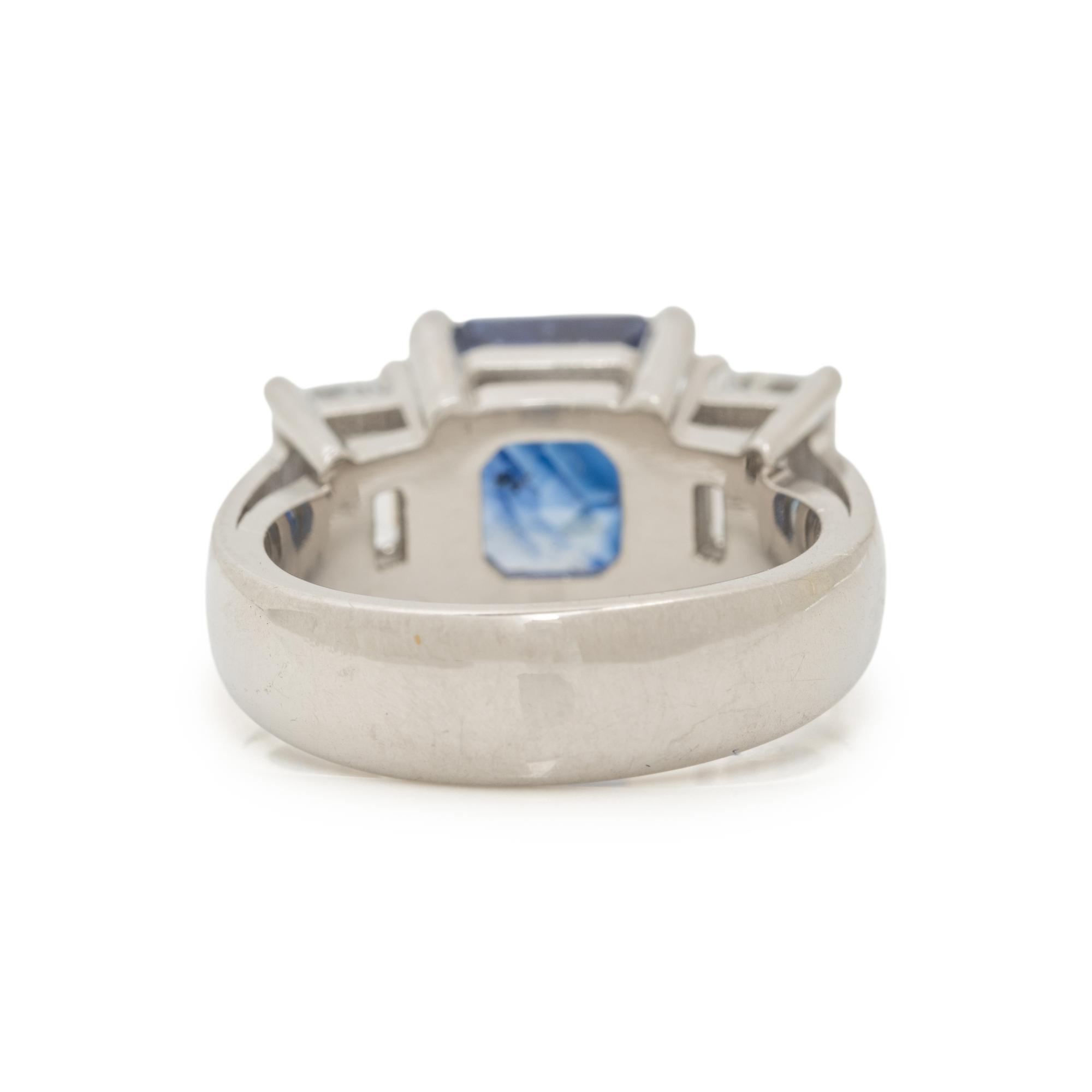 PLATINUM, SAPPHIRE, AND DIAMOND RING