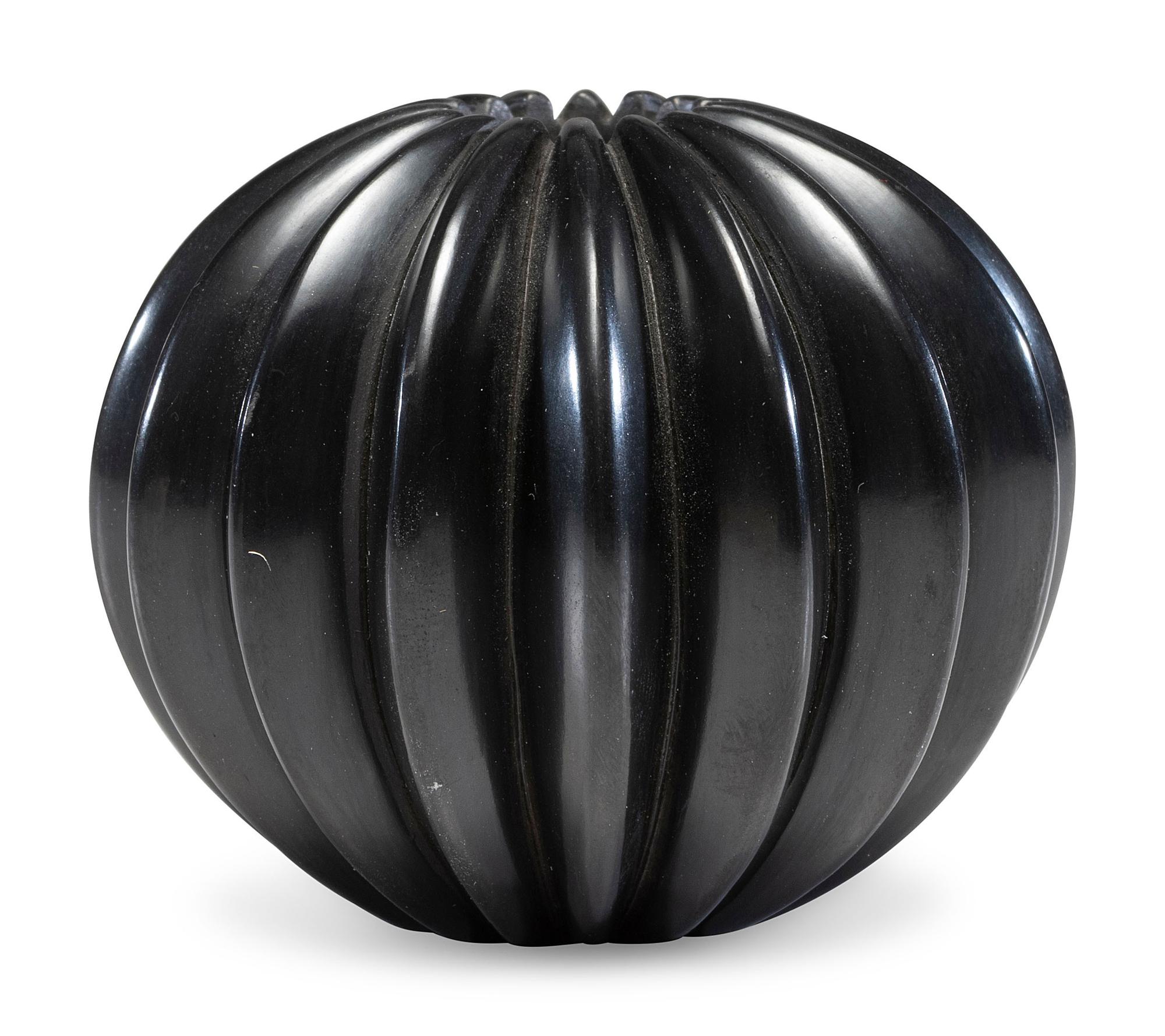 Blackware Ribbed Pottery Jar