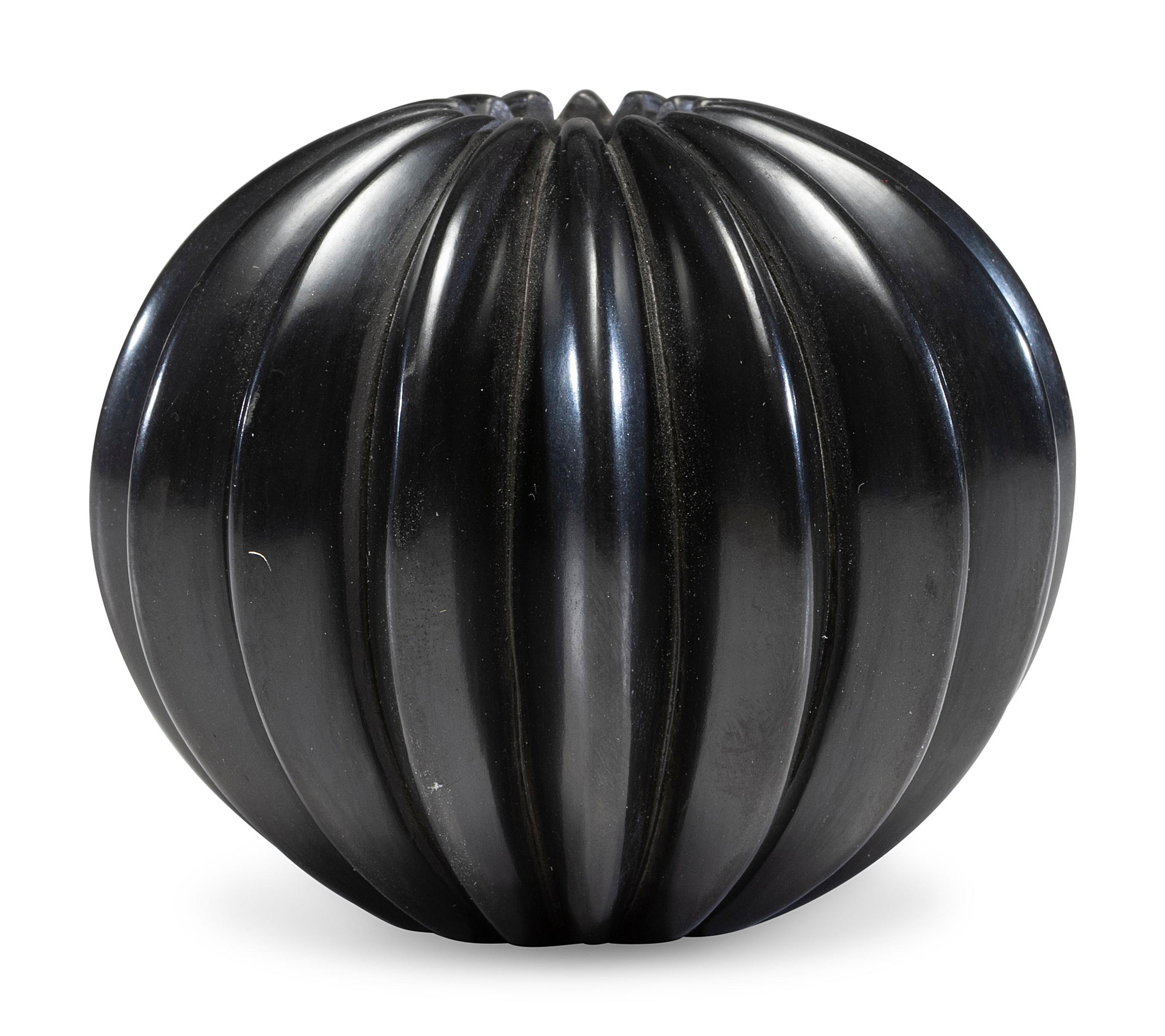Blackware Ribbed Pottery Jar