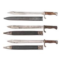 Lot of 3 German M1898/05 Bayonets with Scabbards Including: Sawback and Double Stamped Henckels/Frister & Rossman