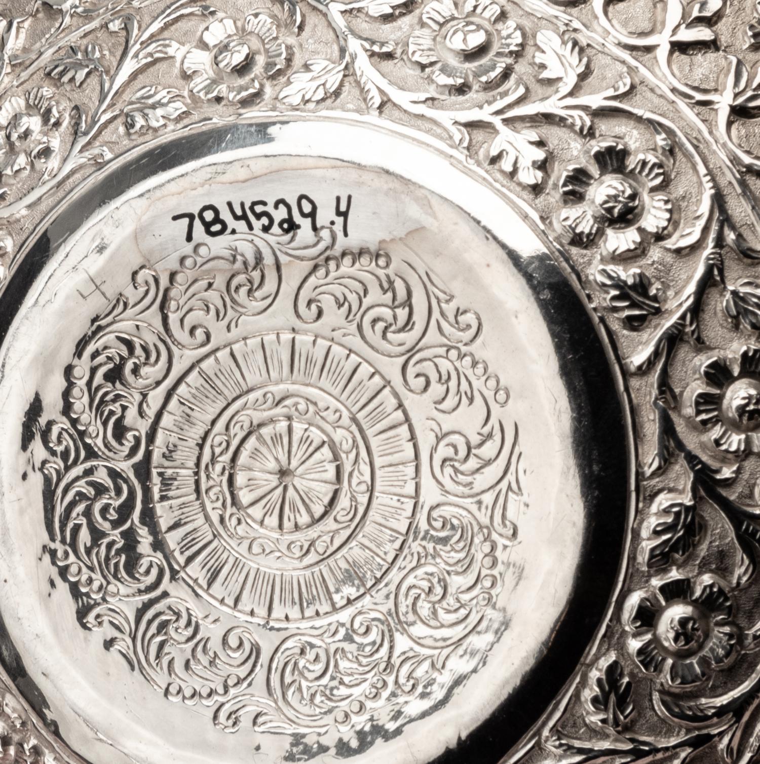 Four Indian Chased Silver Bowls