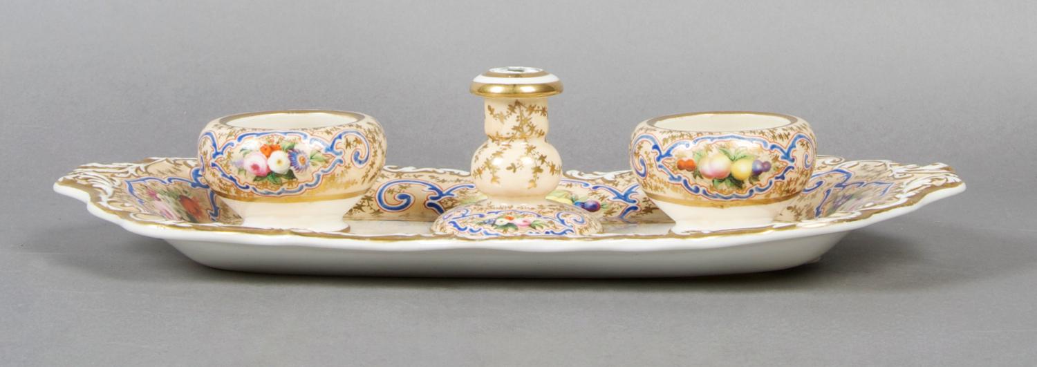 An English Pottery Standish, Copeland, Width approximately 12 inches.